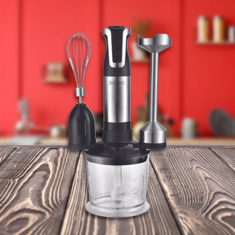 Royalty Line RL-ESMS800BLK: 3-in-1 Hand Blender Set - Power Whisk, Immersion Blender, Chopper - Black