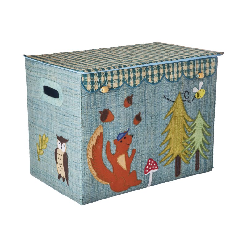 Rice - Raffia Storage Box with Happy Forest Theme - Large