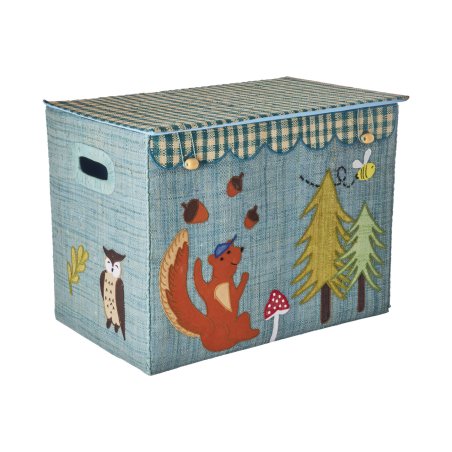 Rice - Raffia Storage Box with Happy Forest Theme - Large