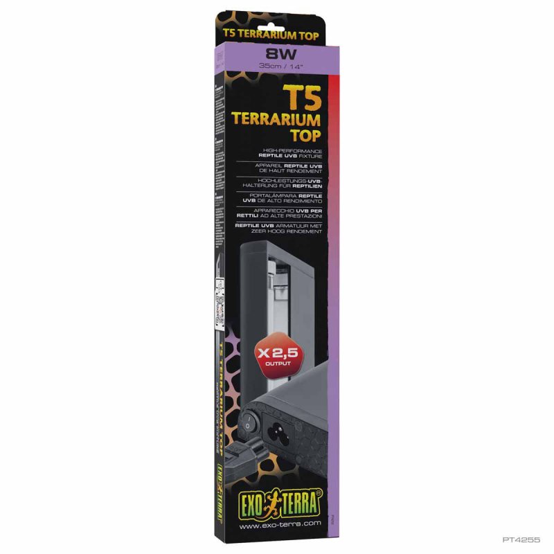 Exoterra - T5 Terrarium Top Reptile UVB Fixture - 35cm / 14 / 8W