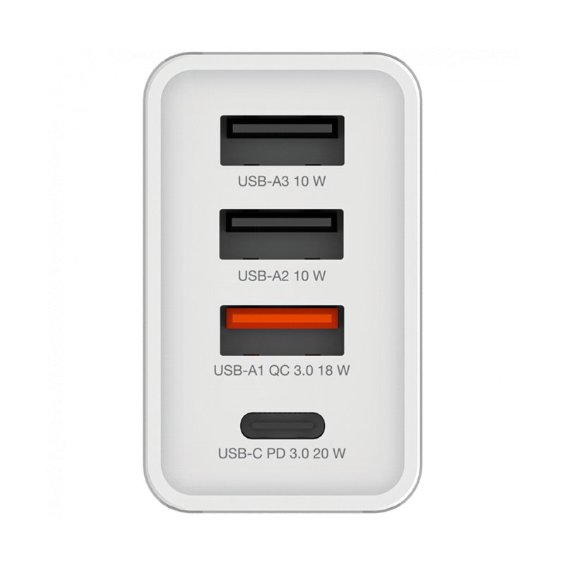 Chargeur secteur Verbatim GaN 3x ports USB-A 1x port USB-C 30W (Blanc)