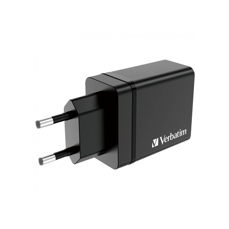 Chargeur secteur Verbatim GaN 3x ports USB-A 1x port USB-C 30W (Noir)