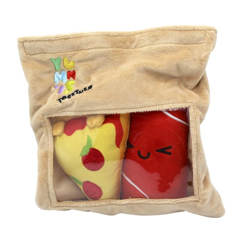 YUMMIES - Pizza & Cola - 2 Peluche 15cm dans sac en peluche 21x21cm