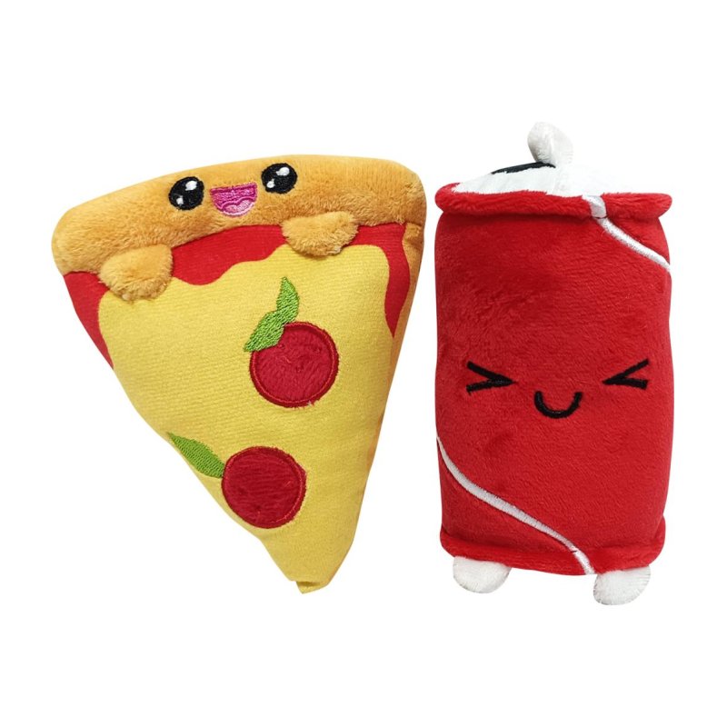 YUMMIES - Pizza & Cola - 2 Peluche 15cm dans sac en peluche 21x21cm