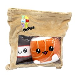 YUMMIES - Uramaki & Soya - 2 Peluche 15cm dans sac en peluche 21x21cm
