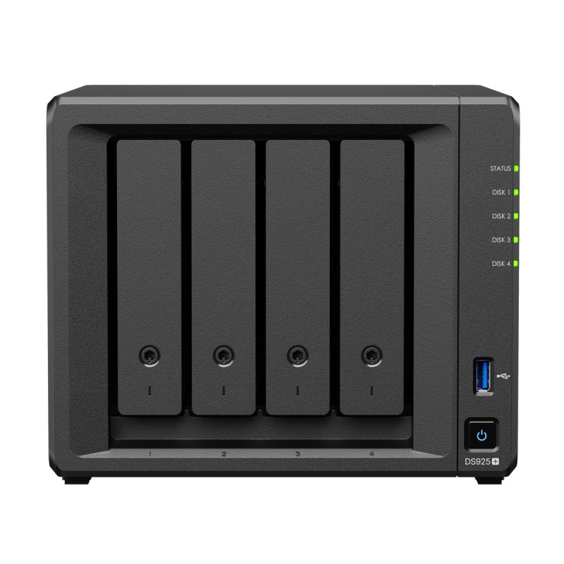 Synology DS925 NAS 4-Bay AMD Ryzen™ V1500B, 4GB DDR4 RAM, 0/4 HDD/SSD