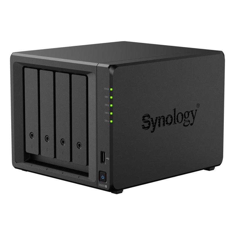 Synology DS925 NAS 4-Bay AMD Ryzen™ V1500B, 4GB DDR4 RAM, 0/4 HDD/SSD