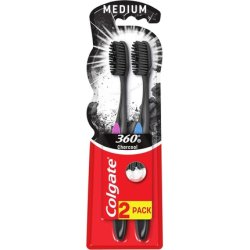 Colgate 360 Black Medium Toothbrush - Pack of 2