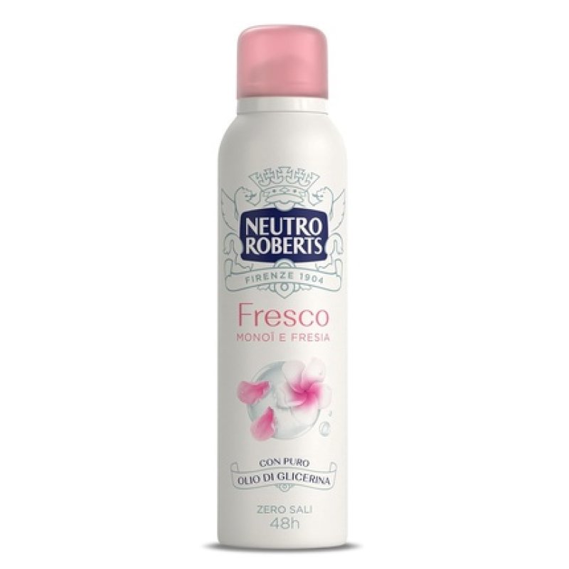 Neutro Roberts Deodorant Spray Fresh Rose Monoi and Freesia Aluminum-Free Stain-Free with Pure Glycerin Oil Deodorant