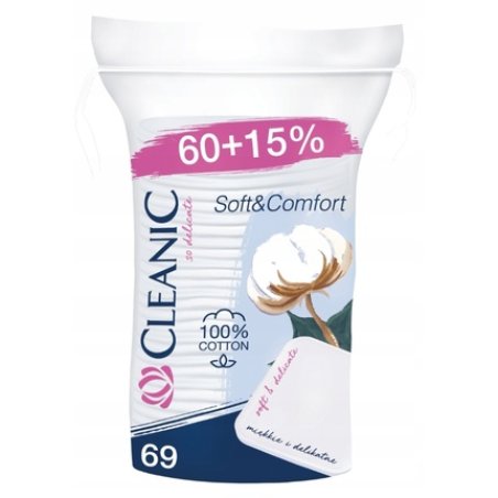 Cleanic Soft Comfort Square Cosmetic Pads - 69 Pieces