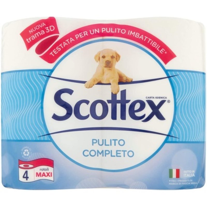 Scottex Clean Complete Toilet Paper Maxi Rolls - Pack of 4