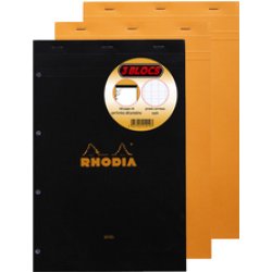 RHODIA Bloc agrafé No. 20, format A4 , séyès, lot de 3
