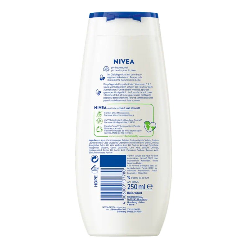 NIVEA Gel douche crème Sensitive ph skin neutral, 250 ml