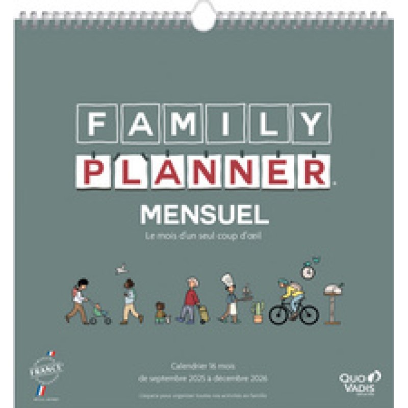 QUO VADIS Calendrier FAMILY PLANNER MENSUEL, 2025/2026