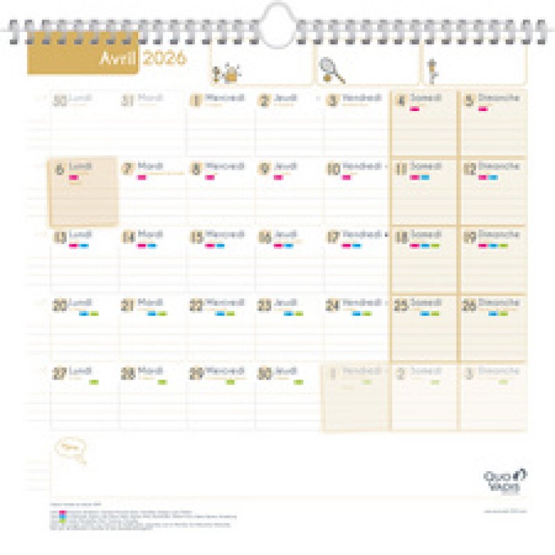 QUO VADIS Calendrier FAMILY PLANNER MENSUEL, 2025/2026