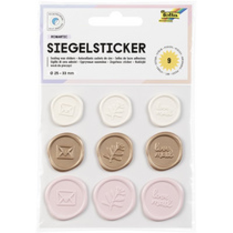 folia Sceau autocollant ROMANTIC, tailles/couleurs assorties