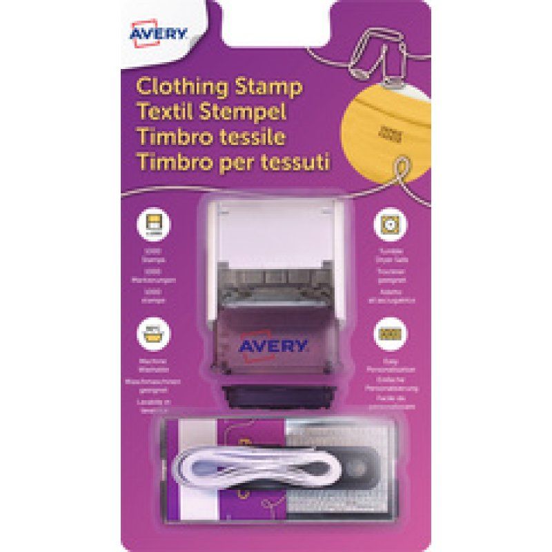 AVERY Kit tampon textile, 3 lignes, blanc