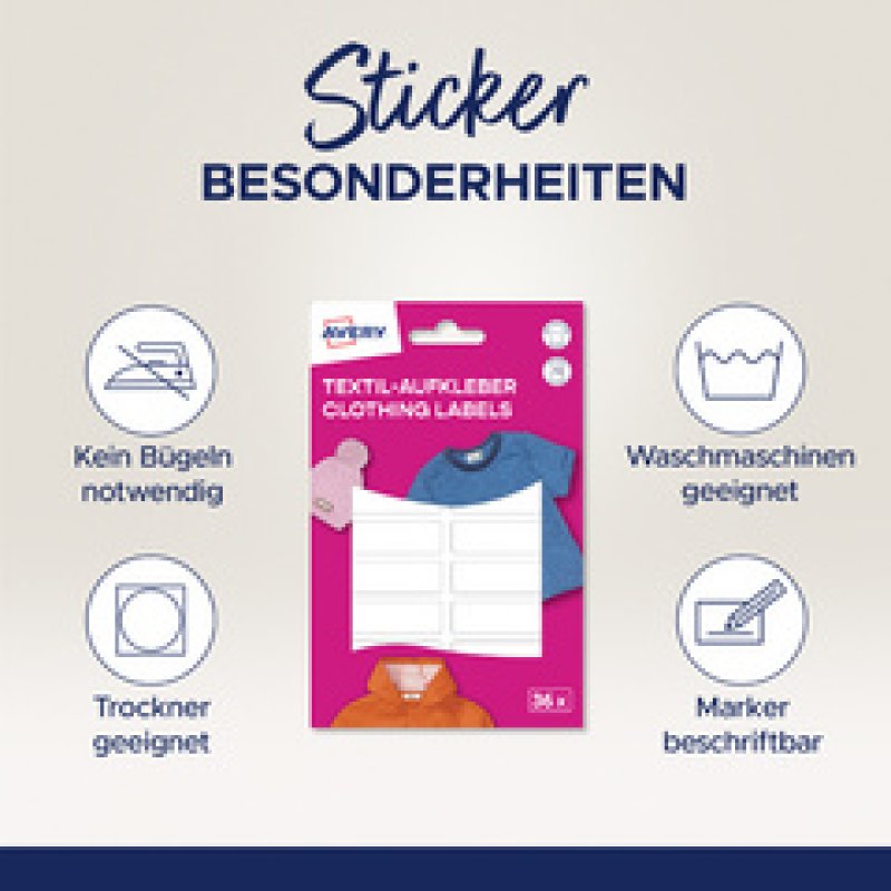 AVERY Étiquette pour textile, 13 x 45 mm, motifs