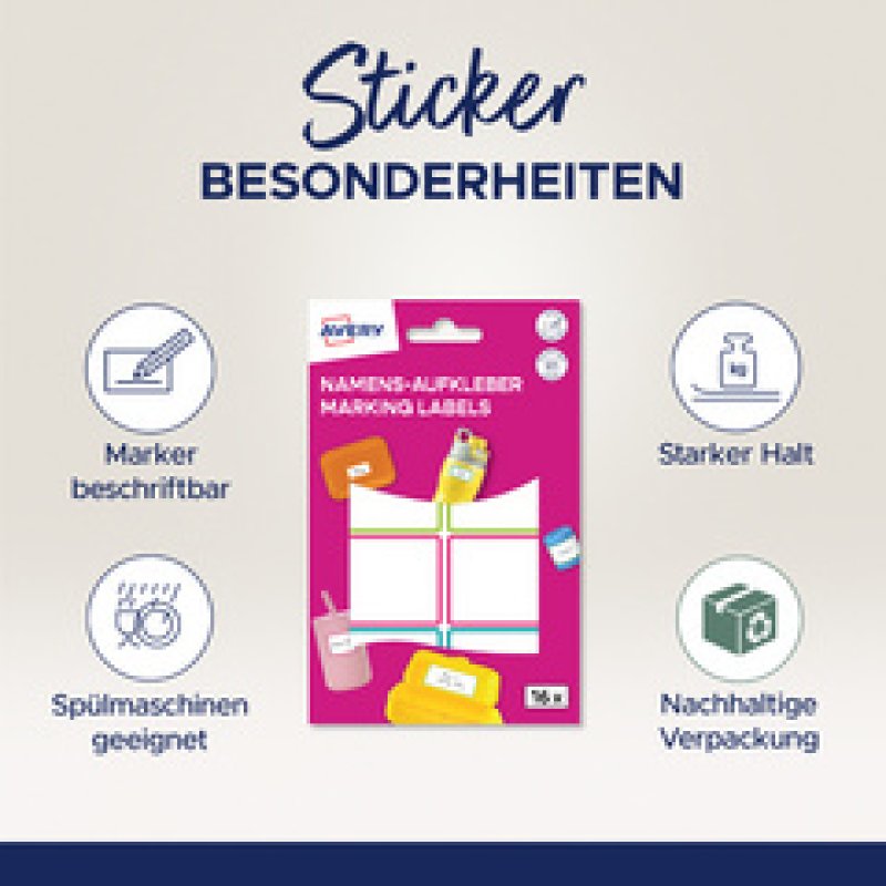 AVERY Étiquette de nom, film, 34 x 48 mm, cadre coloré