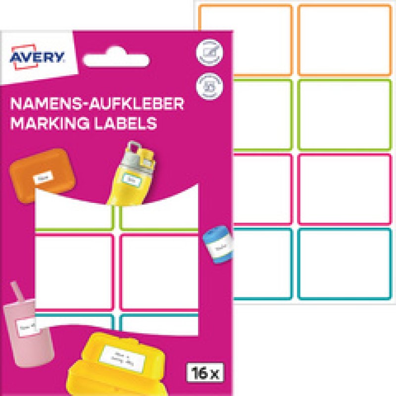 AVERY Étiquette de nom, film, 48 x 70 mm, cadre coloré