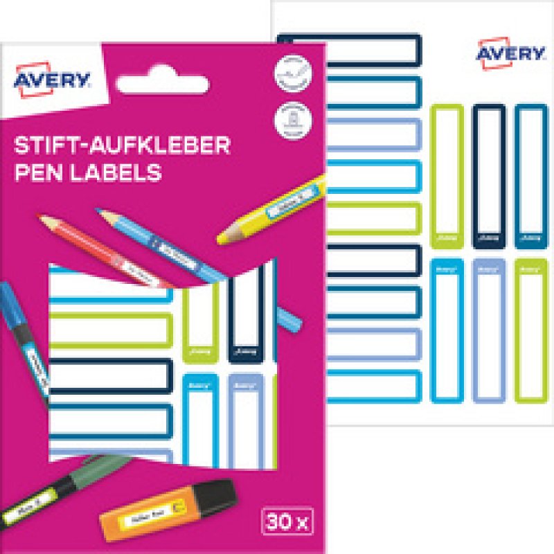 AVERY Étiquette pour stylo, papier, 10 x 50 mm, cadre coloré
