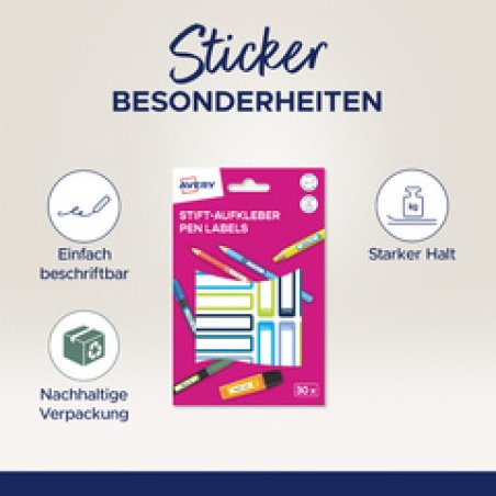 AVERY Étiquette pour stylo, papier, 10 x 50 mm, cadre coloré