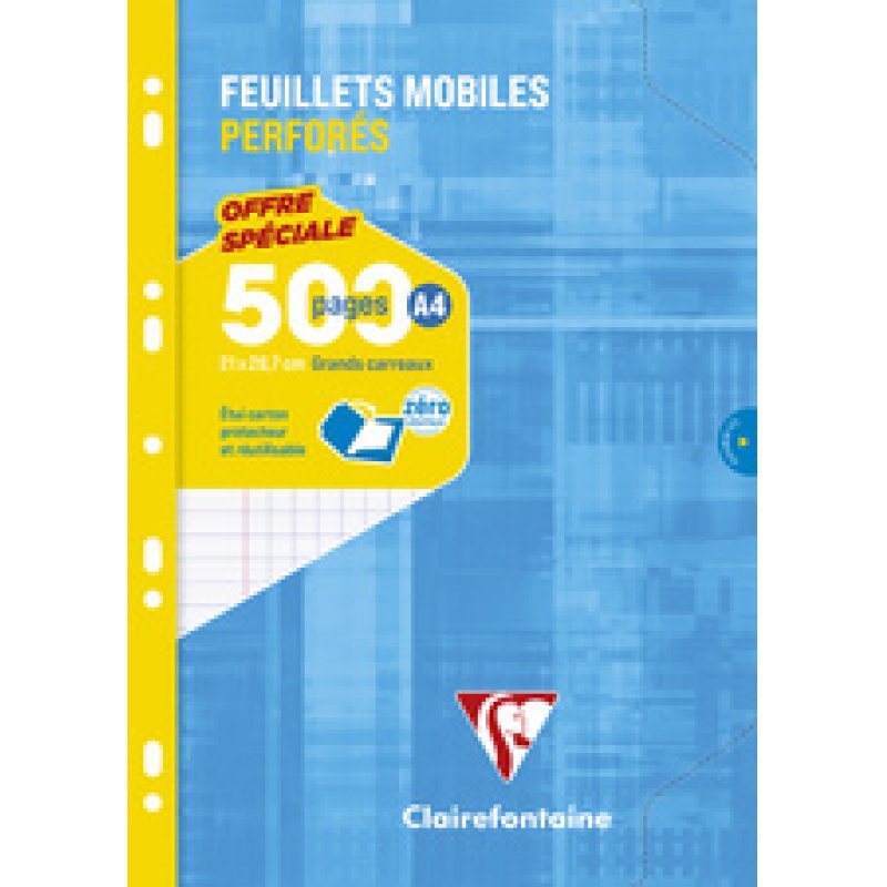 Clairefontaine Feuillets mobiles perforés, A4, séyès