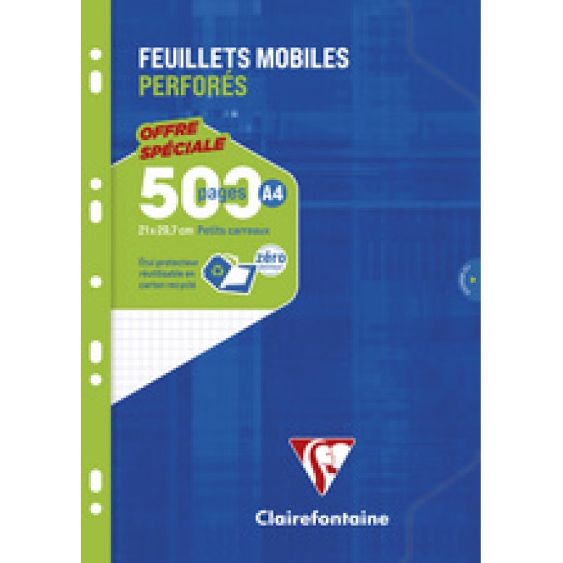 Clairefontaine Feuillets mobiles perforés, A4, séyès
