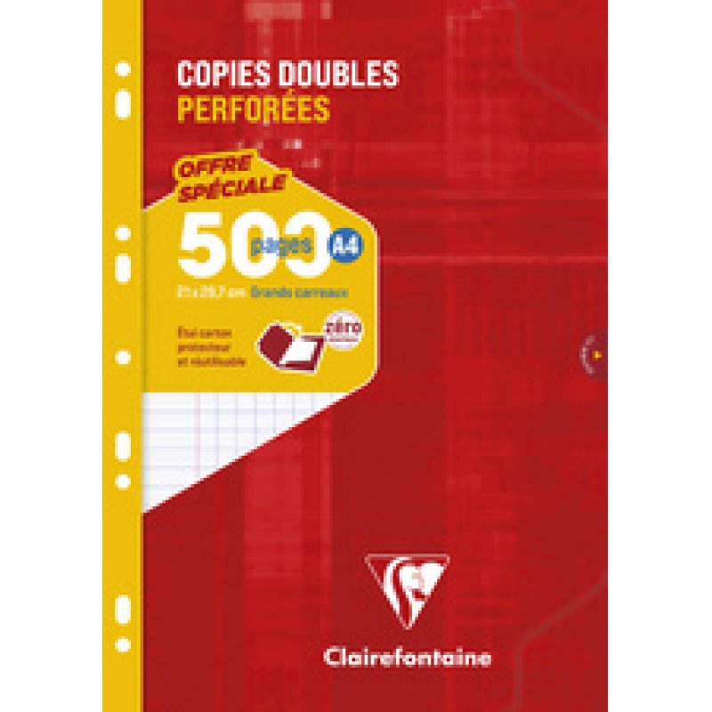 Clairefontaine Copies doubles perforées, A4, quadrillé 5x5