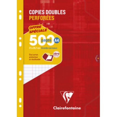 Clairefontaine Copies doubles perforées, A4, quadrillé 5x5