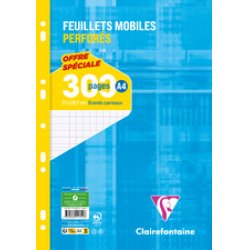 Clairefontaine Feuillets mobiles perforés, A4, quadrillé 5x5