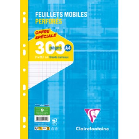 Clairefontaine Feuillets mobiles perforés, A4, quadrillé 5x5