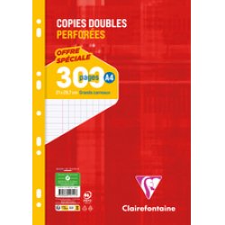 Clairefontaine Copies doubles perforées, A4, quadrillé 5x5