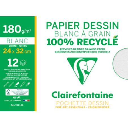 Clairefontaine Papier dessin "Blanc à Grain" 100% recyclé