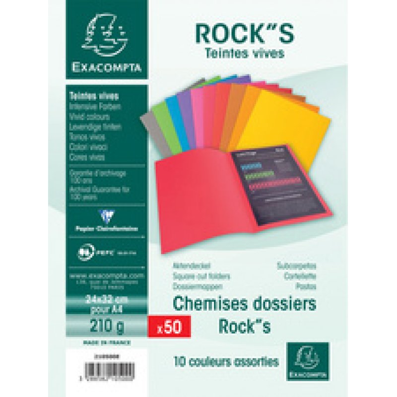 EXACOMPTA Chemises ROCK'S, A4, gris