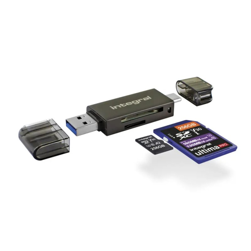 Integral INCRUSB3.0ACSDMSDA2 lecteur de carte mémoire USB 3.2 Gen 1 (3.1 Gen 1) Type-A/Type-C Noir