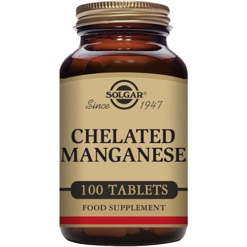 Solgar Chelated Manganese Tablets for Strong Bones and Healthy Metabolism 100 Tablets