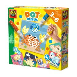 SES Creative 14602 - Dot Markers with 6 Colouring Pages - Create Dot Art - 3 XXL Dot Markers - Make Large Dots