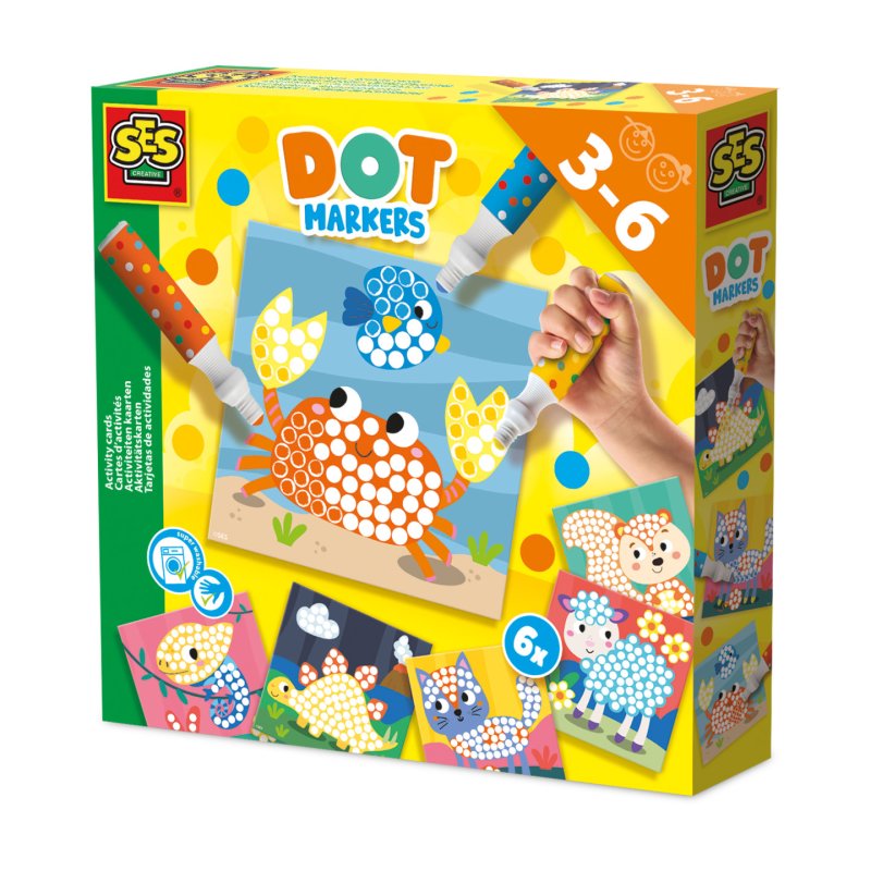 SES Creative 14602 - Dot Markers with 6 Colouring Pages - Create Dot Art - 3 XXL Dot Markers - Make Large Dots