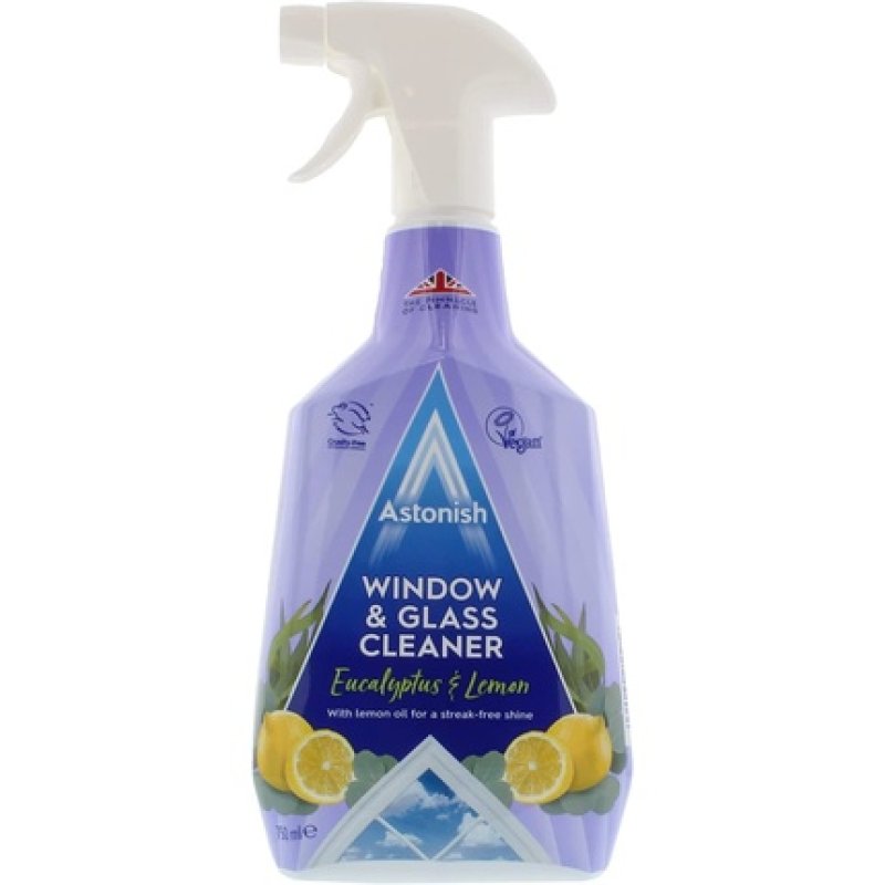 Astonish Window and Glass Cleaner Vegan and Cruelty Free Spray 750ml Eucalyptus and Lemon