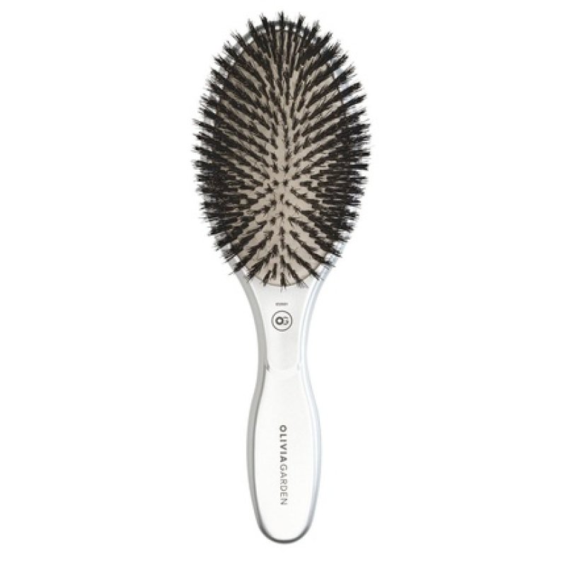 Olivia Garden Expert Care Oval Silver with Wild Boar Bristles