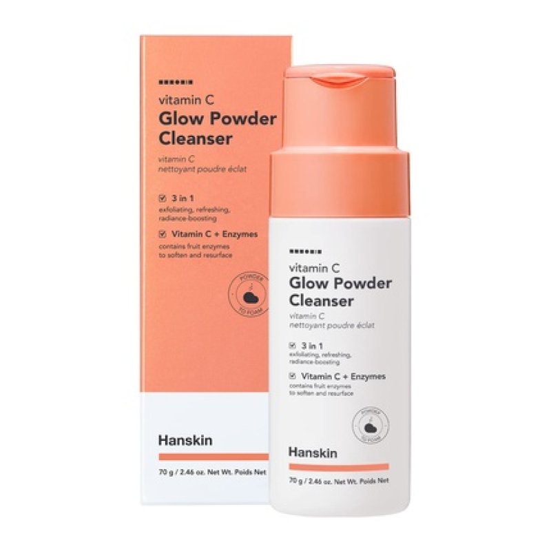 Hanskin Vitamin C Glow Powder Cleanser Papaya Enzyme Face Wash Exfoliating Korean Cleanser 2.36 fl oz