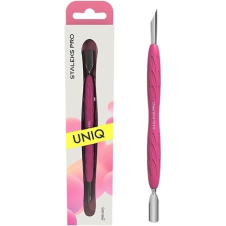 Manicure Double Instrument with Silicone Handle STALEKS UNIQ PQ-10/2 Narrow Round Pusher Hoof Stick