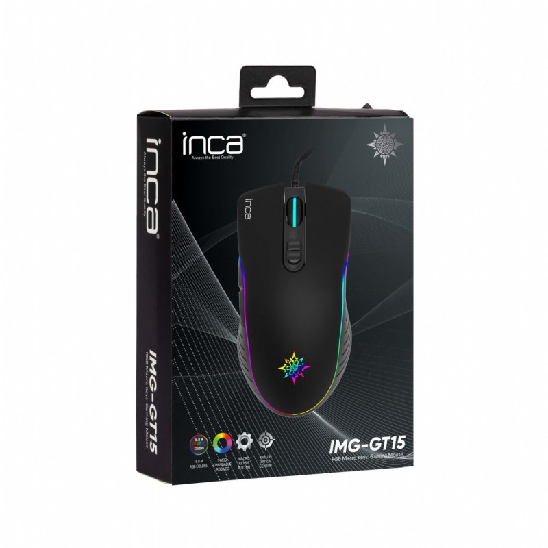 INCA Gaming Maus IMG-GT15 4800 DPI. RGB. 7 Tasten. USB. SW retail