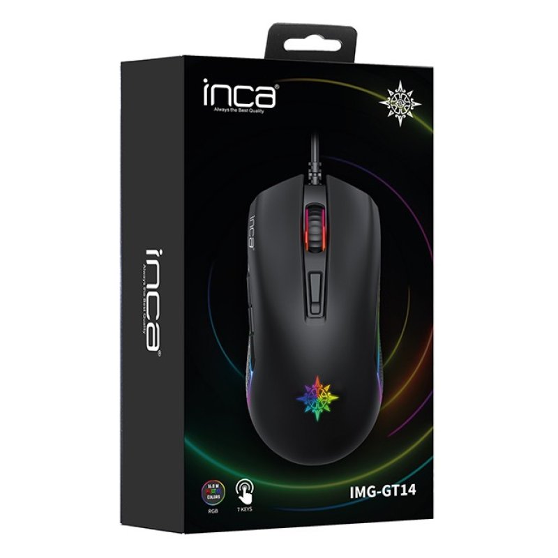 INCA Gaming Maus IMG-GT14 3600 DPI. RGB. 7 Tasten. USB. SW retail