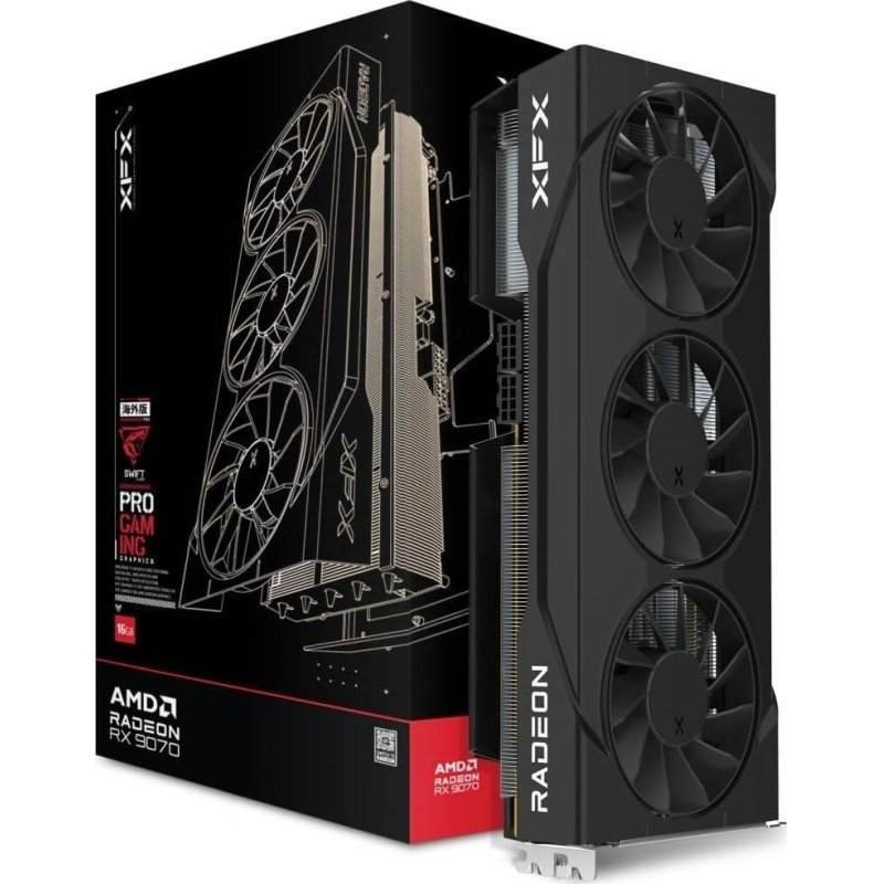 XFX Swift Radeon RX 9070 OC Triple Fan Gaming Edition - 16GB GDDR6, 1x HDMI, 3x DP