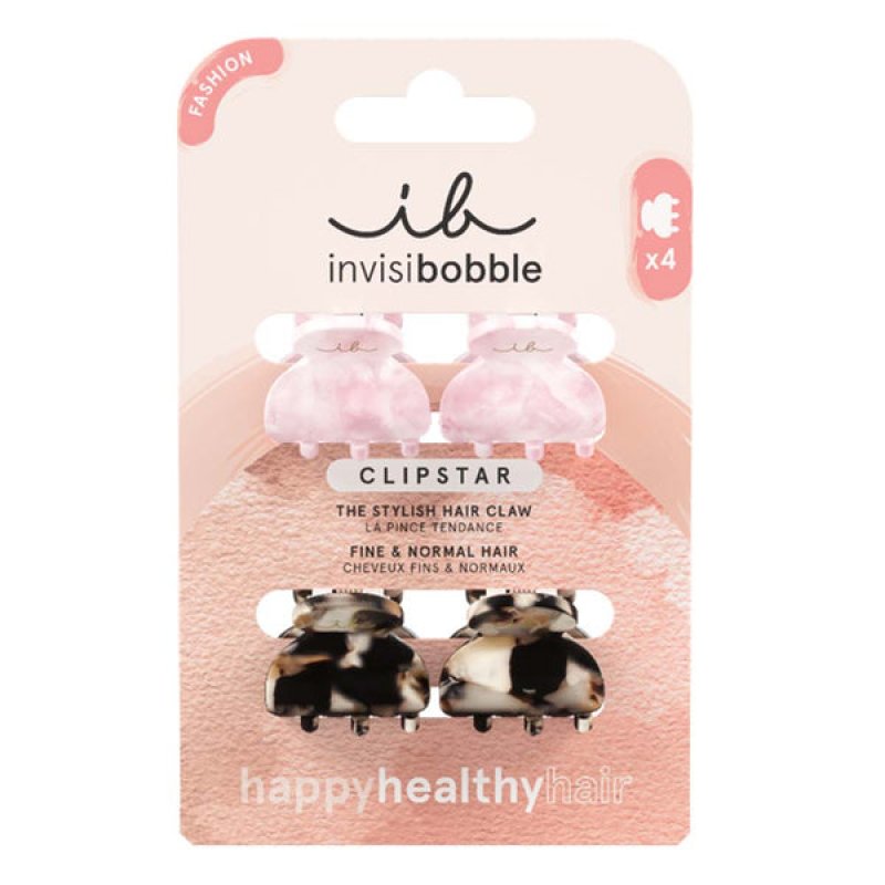 invisibobble Clipstar Small Non-Slip Hair Clips Pink & Brown Leopard