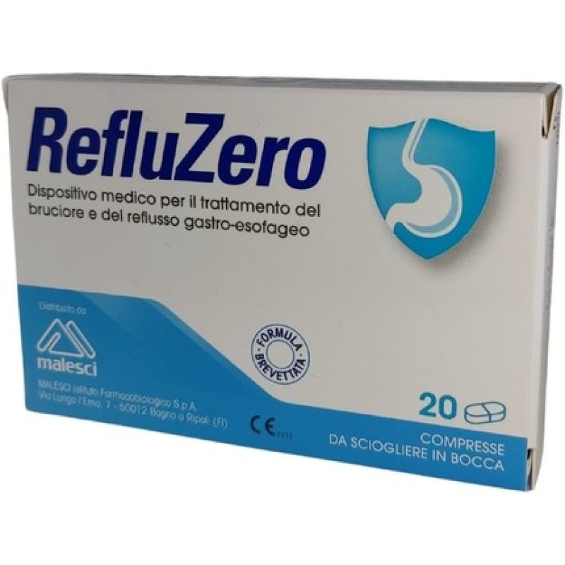 Malesci Refluzero Treatment for Heartburn and Reflux 20 Tablets