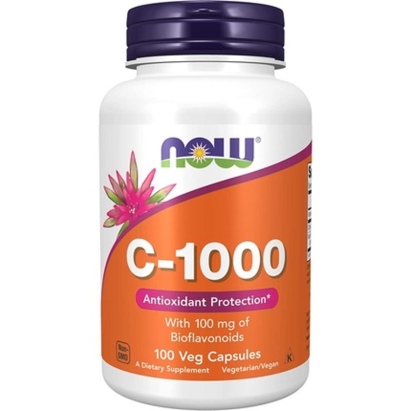 NOW Supplements Vitamin C-1,000 with Bioflavonoids Antioxidant Protection 100 Veg Capsules