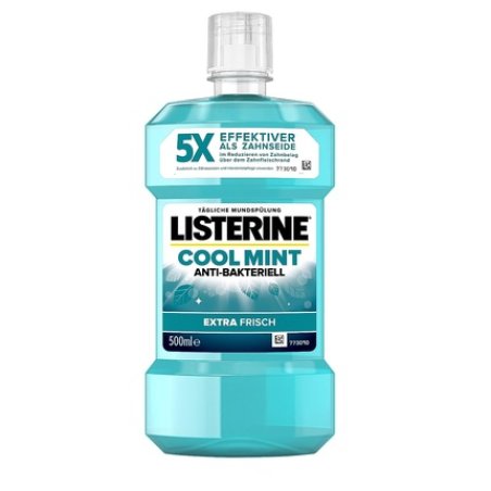LISTERINE Cool Mint Antibacterial Mouthwash with Essential Oils and Intense Mint Flavor 500ml